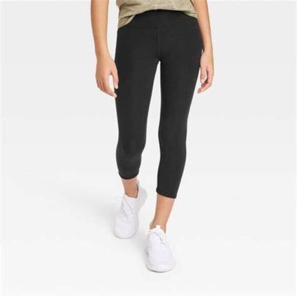 All In Motion Girls' Core Cropped Leggings Black Capri XXL 16/18 - Picture 1 of 7